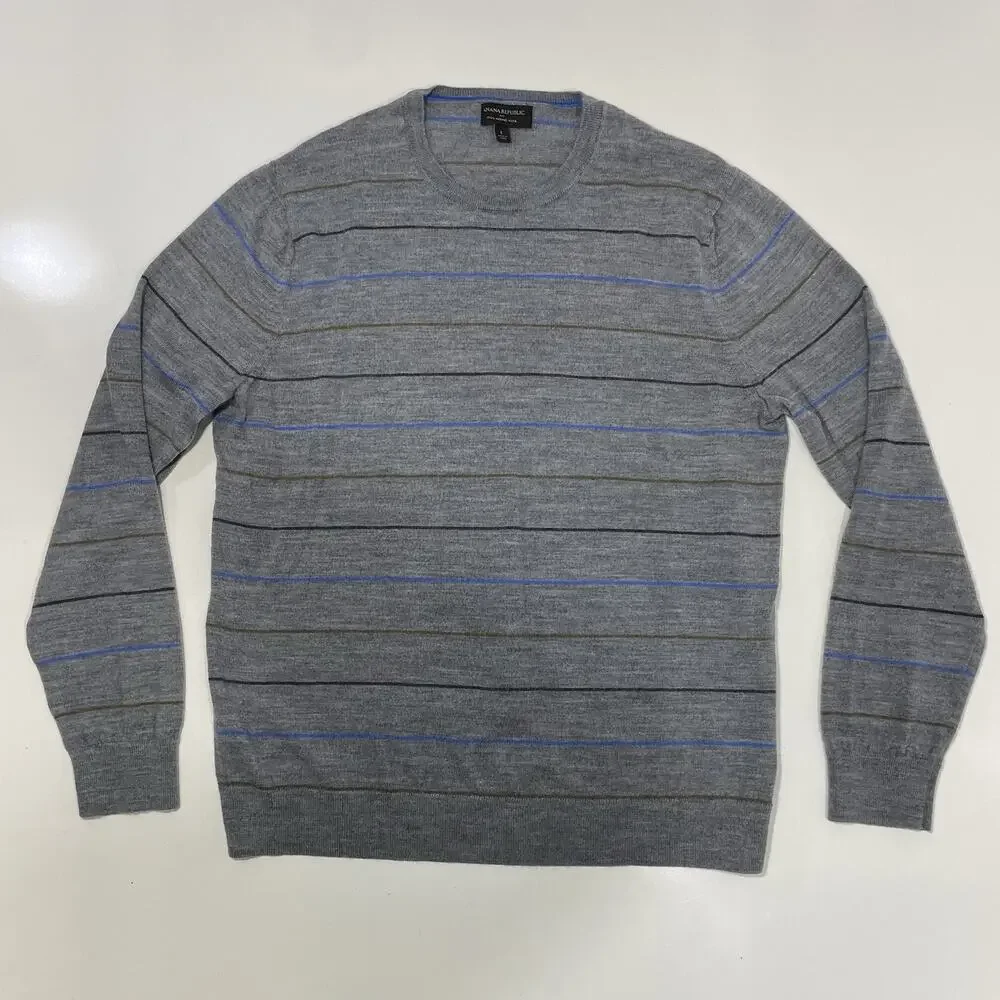 Banana Republic Men’s Gray Extra Fine Merino Wool Sweater Soft Large